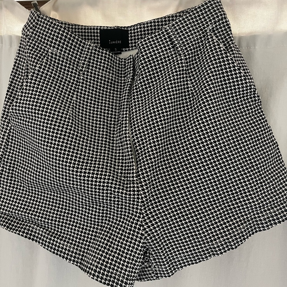 Forever 21 Black and White Checkered High Waist Shorts